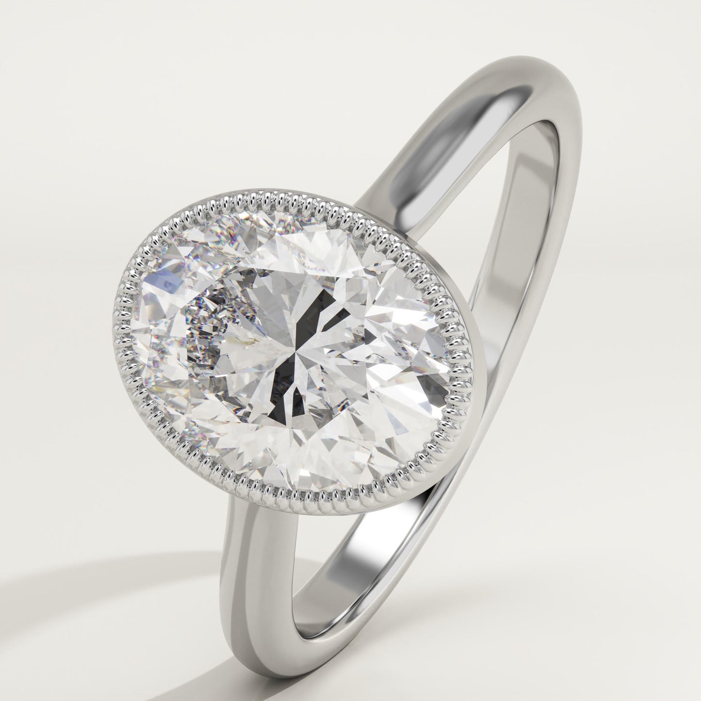 Oval Cut Bezel Lab-Grown Diamond Engagement Ring