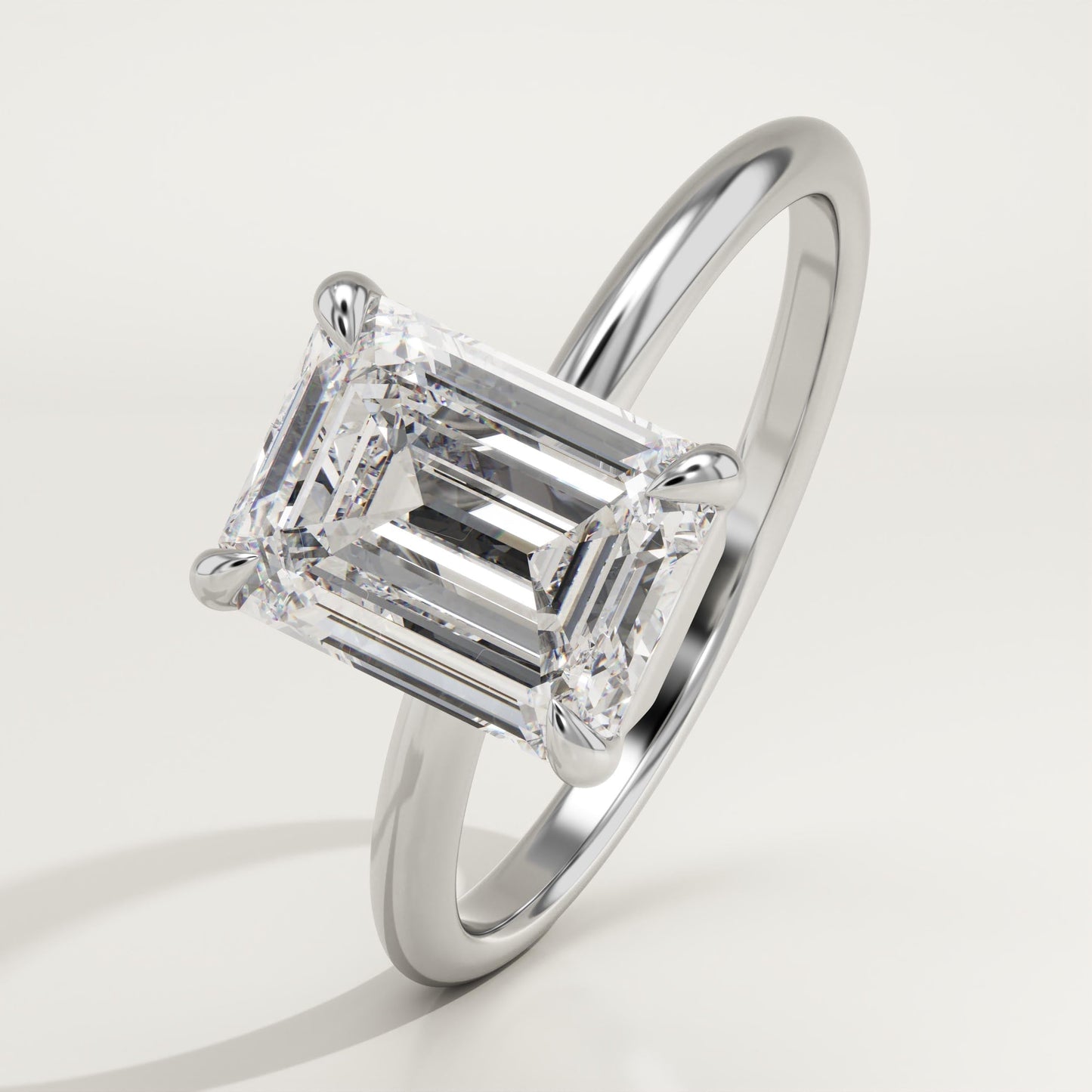 2 CT Emerald Cut Solitaire Moissanite Engagement Ring