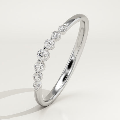 0.108 TCW Round Lab-Grown Diamond Curved Wedding Band