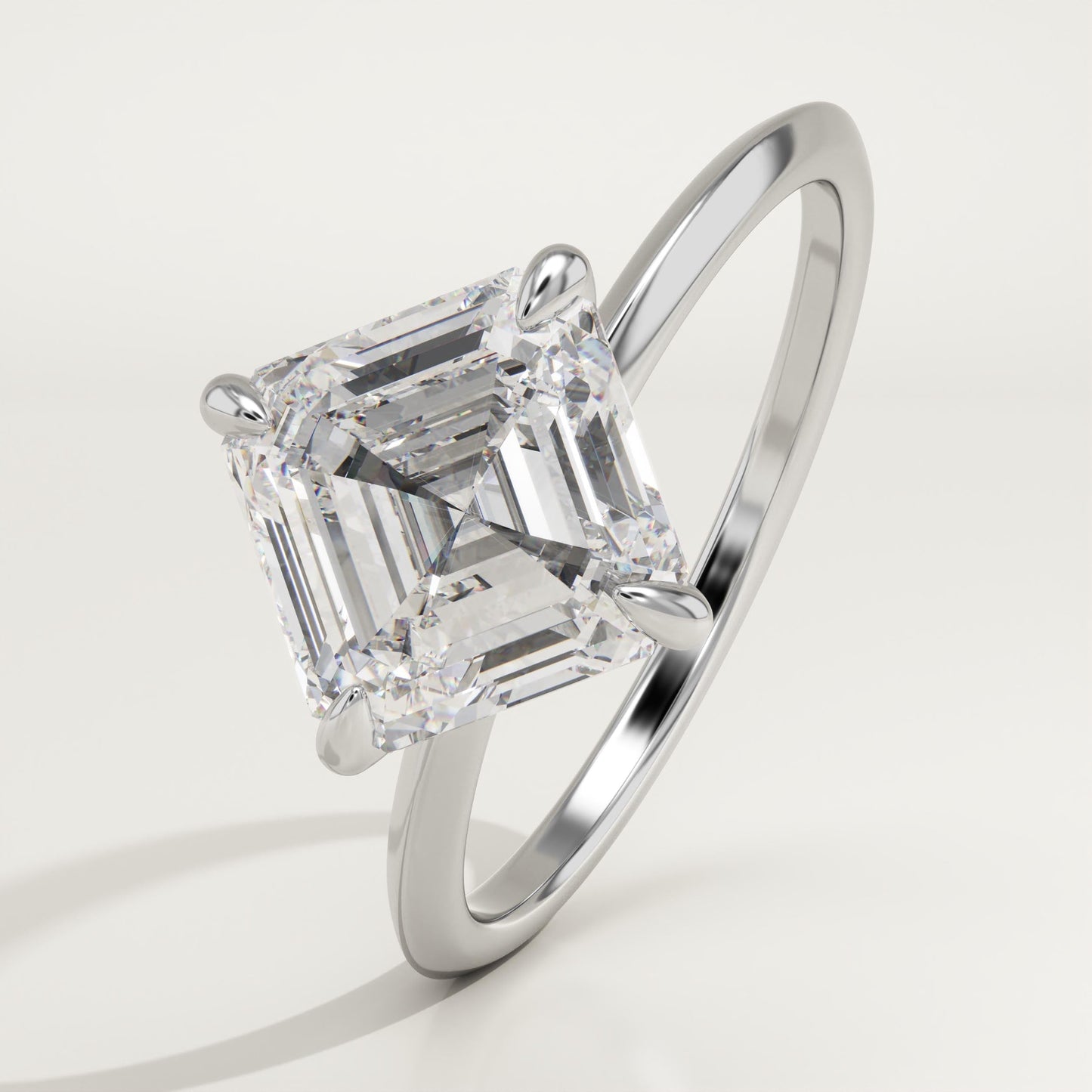 2.25 CT Asscher Cut Solitaire Moissanite Engagement Ring