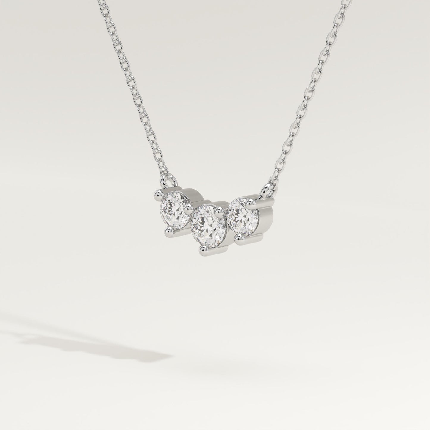 0.35 TCW Round Lab-Grown Diamond Three Stone Charm Necklace