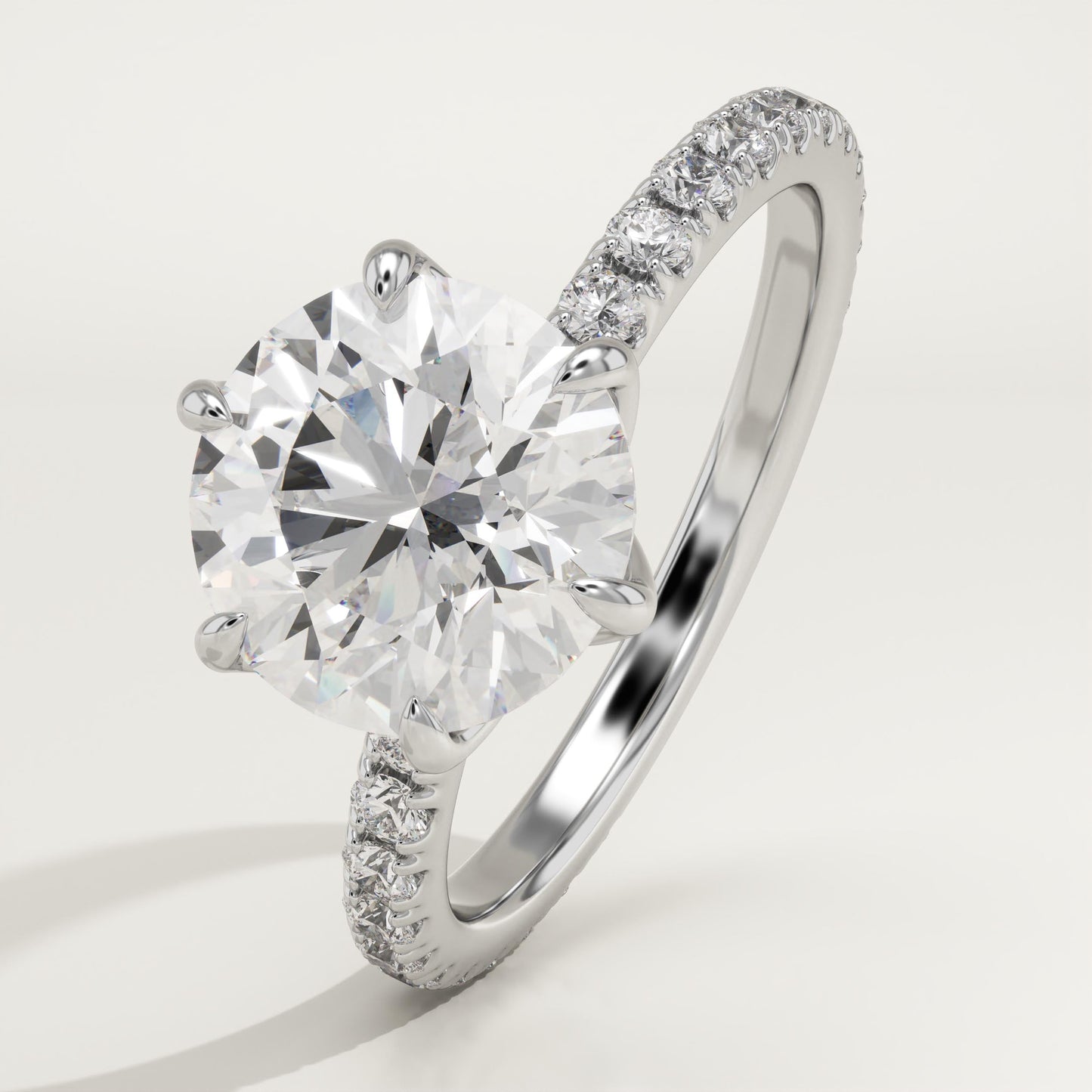 Round Cut Pave Lab-Grown Diamond Engagement Ring