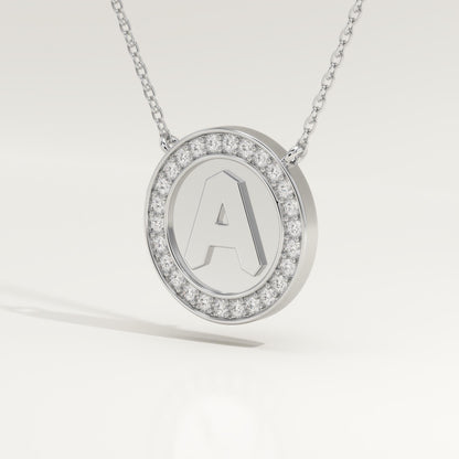 0.17 TCW Round Lab-Grown Diamond A Initial Necklace