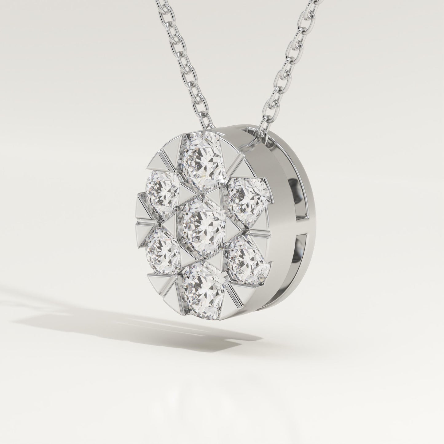 0.54 TCW Round Lab-Grown Diamond Oval Charm Necklace