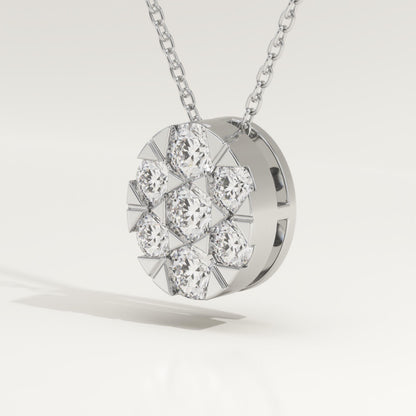 0.54 TCW Round Lab-Grown Diamond Oval Charm Necklace
