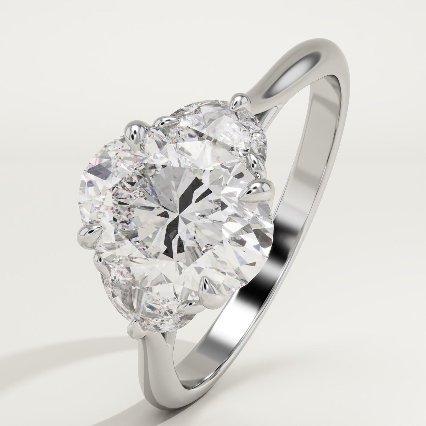 1.75 CT Oval Cut Three Stone Moissanite Engagement Ring