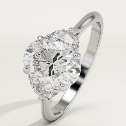 1.75 CT Oval Cut Three Stone Moissanite Engagement Ring