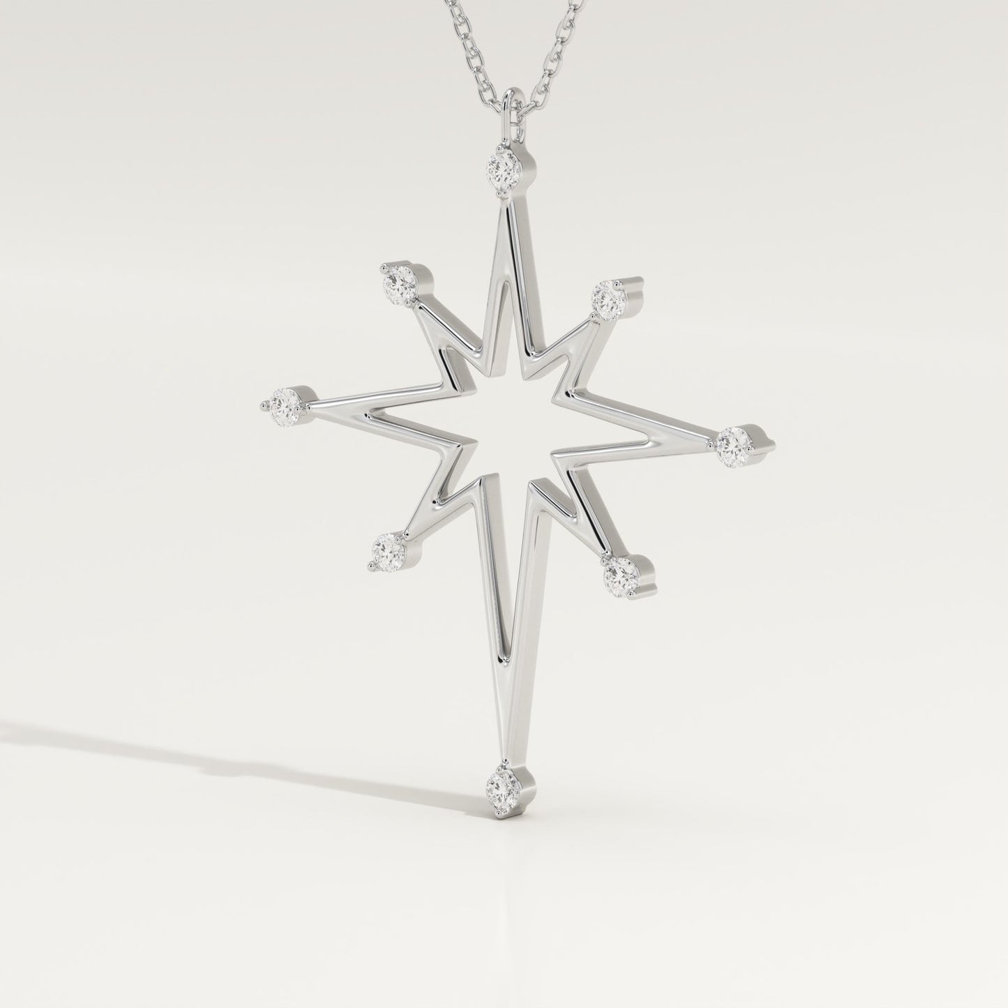 0.17 TCW Round Lab-Grown Diamond Star Shaped Charm Necklace