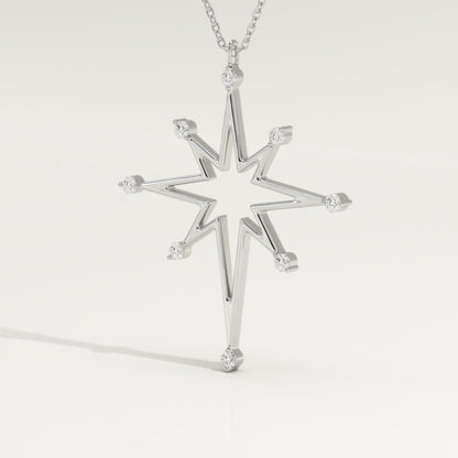 0.17 TCW Round Lab-Grown Diamond Star Shaped Charm Necklace