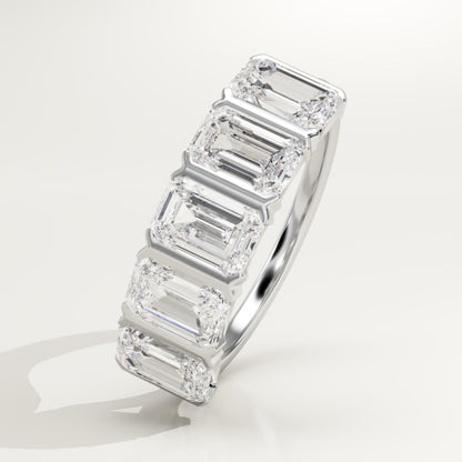 2.5 TCW Emerald Lab-Grown Diamond Half Eternity Wedding Band