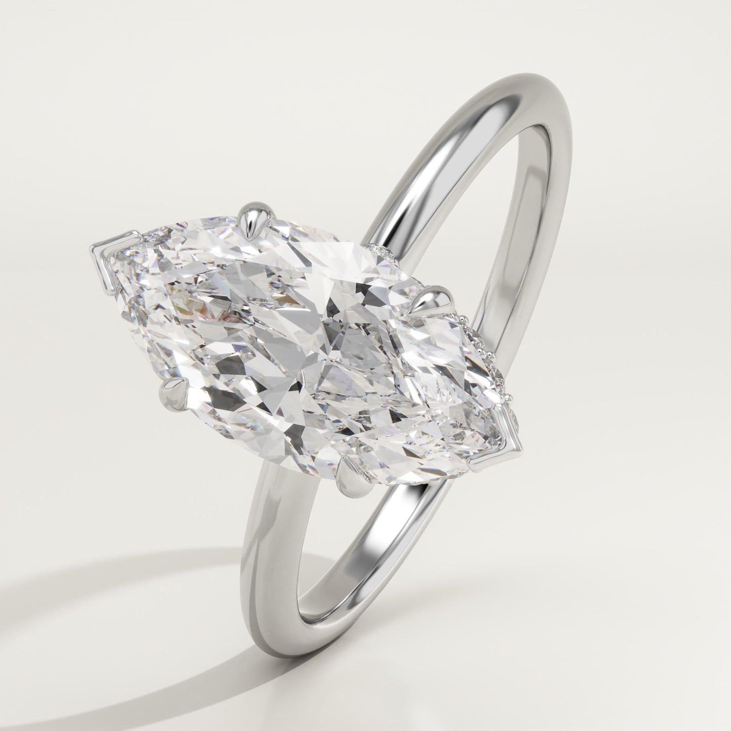 1.75 CT Marquise Cut Hidden Halo Moissanite Engagement Ring