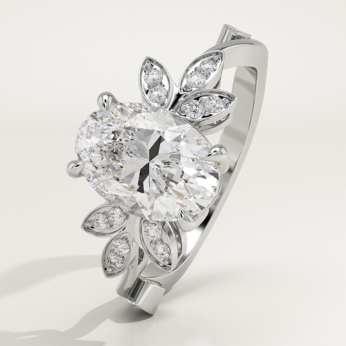 Oval Cut Nature Inspired Lab-Grown Diamond Engagement Ring
