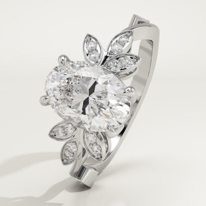 Oval Cut Nature Inspired Lab-Grown Diamond Engagement Ring
