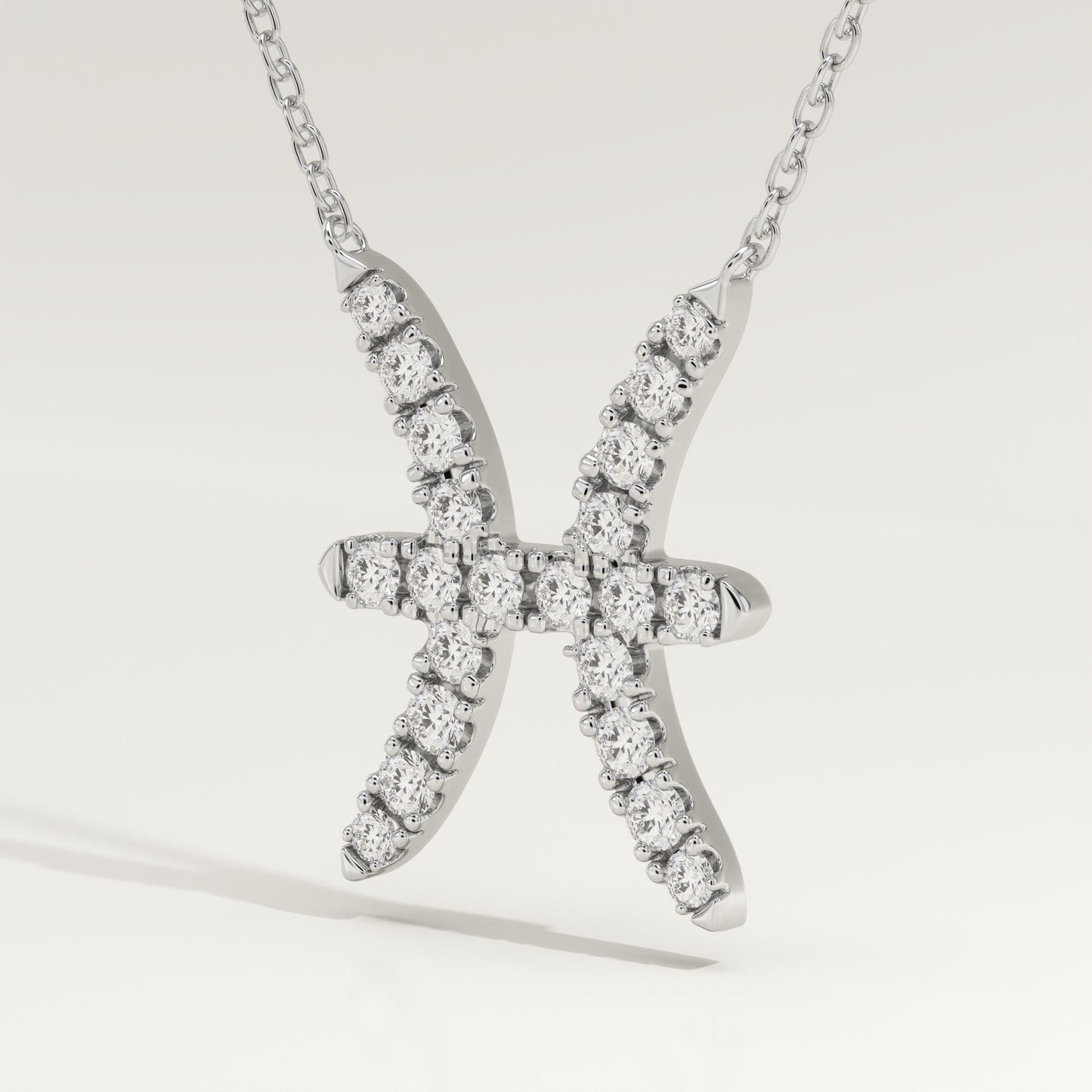 0.273 TCW Round Lab-Grown Diamond Pisces Zodiac Necklace
