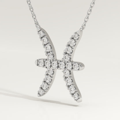 0.273 TCW Round Lab-Grown Diamond Pisces Zodiac Necklace