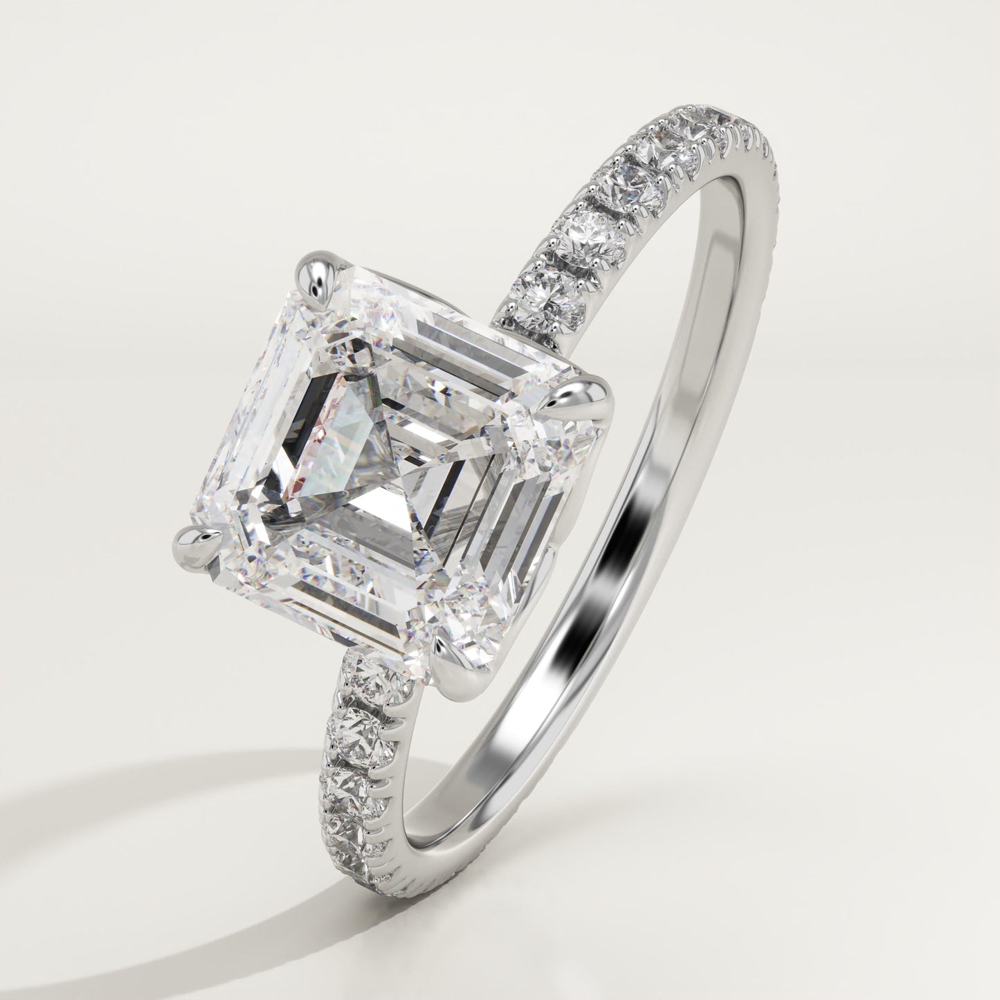 Asscher Cut Pave Lab-Grown Diamond Engagement Ring