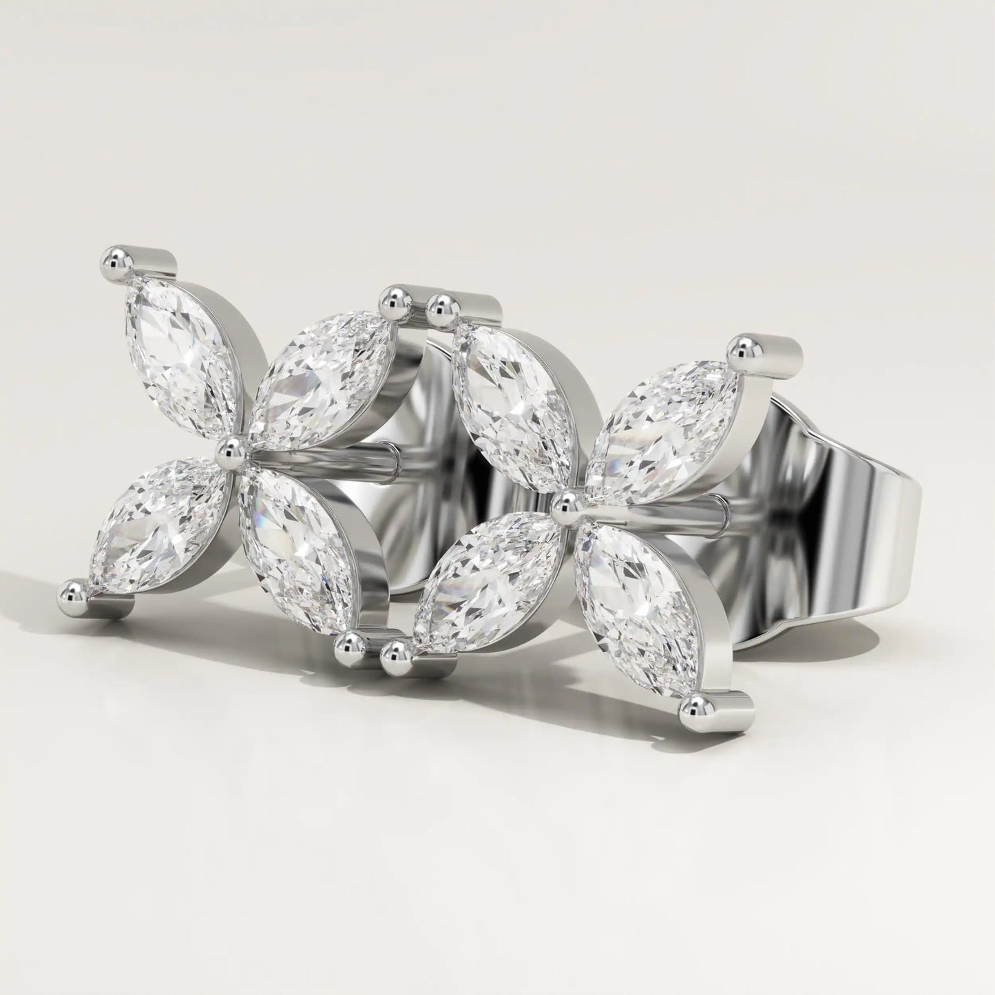 1.41 TCW Marquise Lab-Grown Diamond Flower Stud Earrings