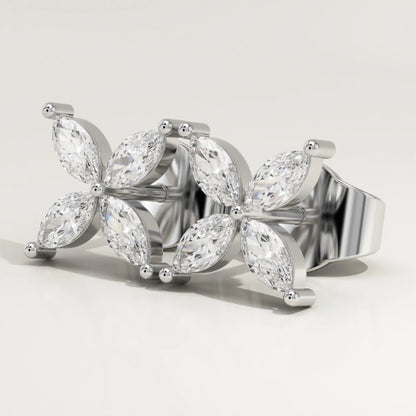 1.41 TCW Marquise Lab-Grown Diamond Flower Stud Earrings