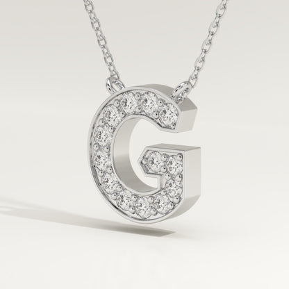 0.294 TCW Round Lab-Grown Diamond G Initial Necklace