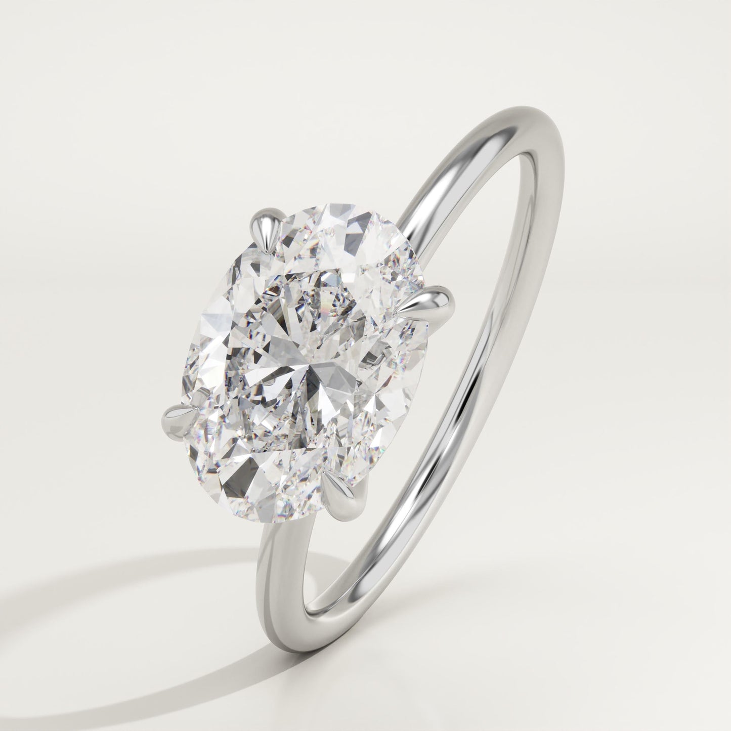 East West Oval Cut Solitaire Lab-Grown Diamond Engagement Ring