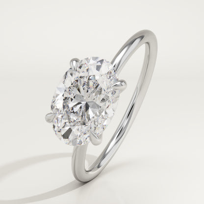 East West Oval Cut Solitaire Lab-Grown Diamond Engagement Ring