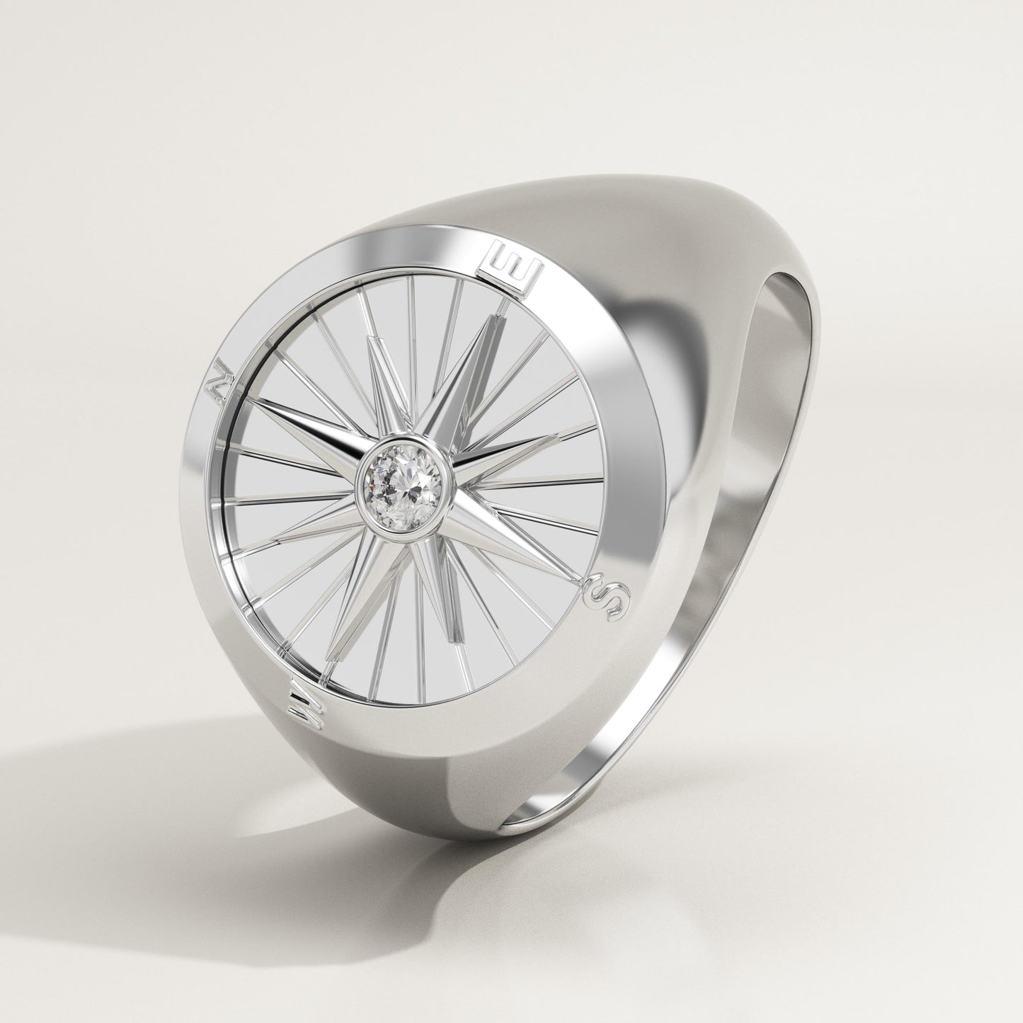 0.04 CT Round Lab-Grown Diamond Compass Wedding Band For Men