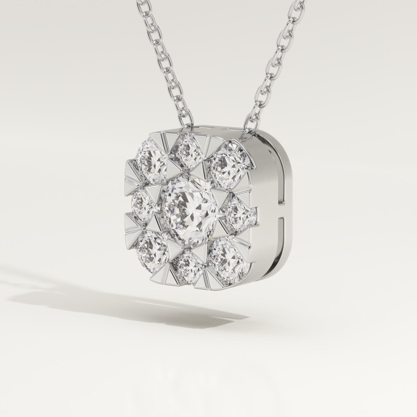 1.16 TCW Round Lab-Grown Diamond Cushion Charm Necklace