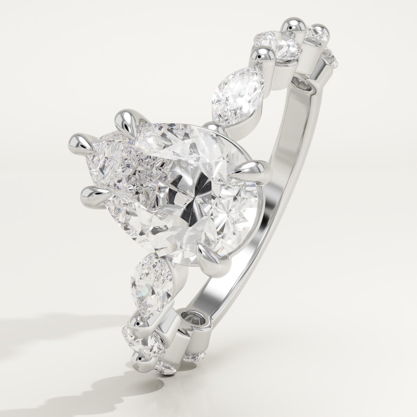 Pear Cut Pave Lab-Grown Diamond Engagement Ring