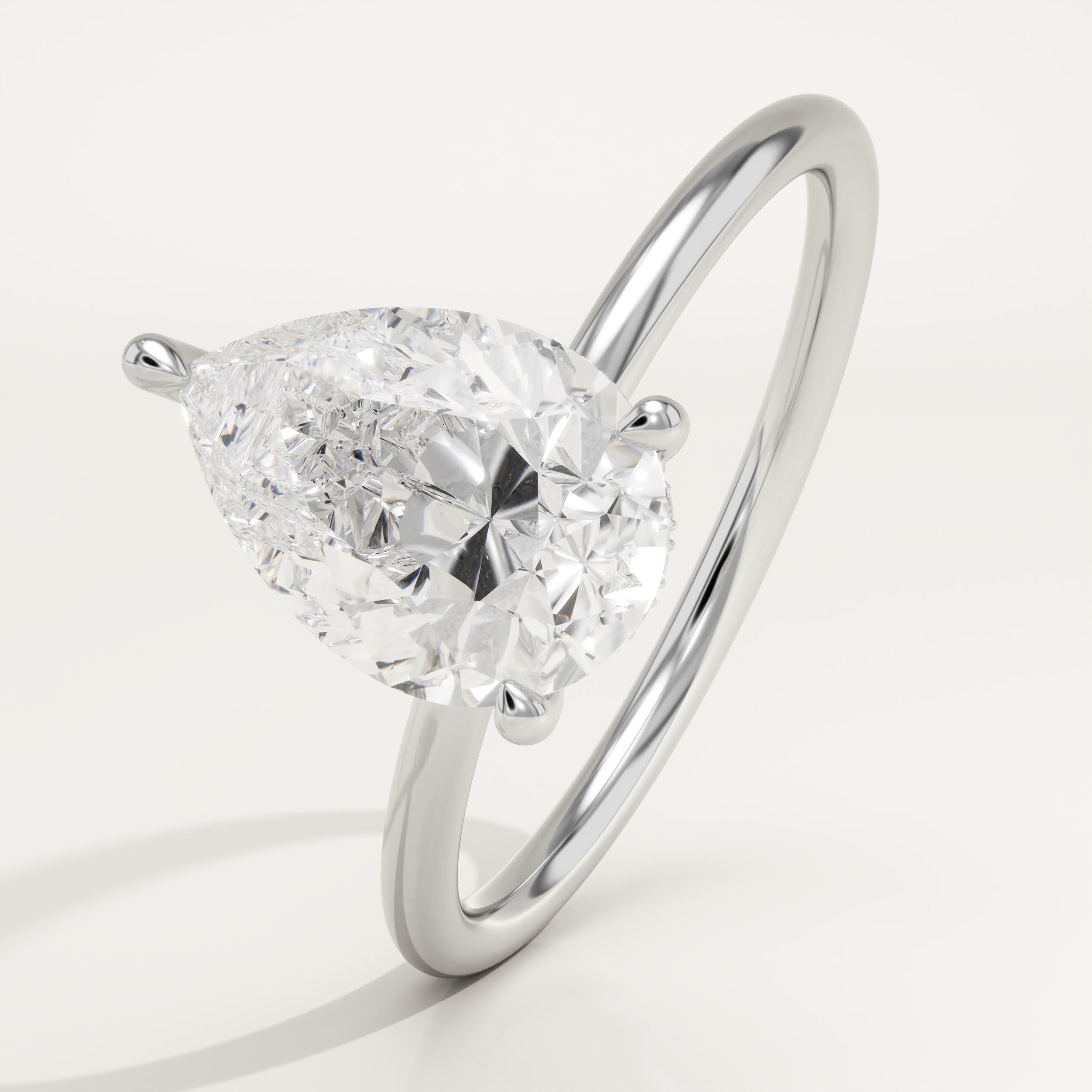 2.0 CT Pear Cut Hidden Halo Lab-Grown Diamond Engagement Ring