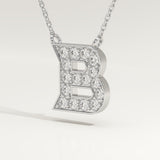 0.323 TCW Round Lab-Grown Diamond B Initial Necklace