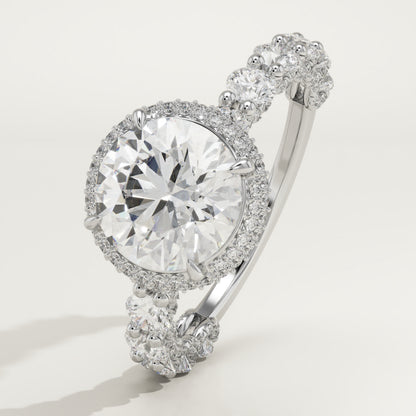 2.0 CT Round Cut Moissanite Halo & Pave Engagement Ring (US Size 7 to 7.5 Ready To Ship) (Copy)