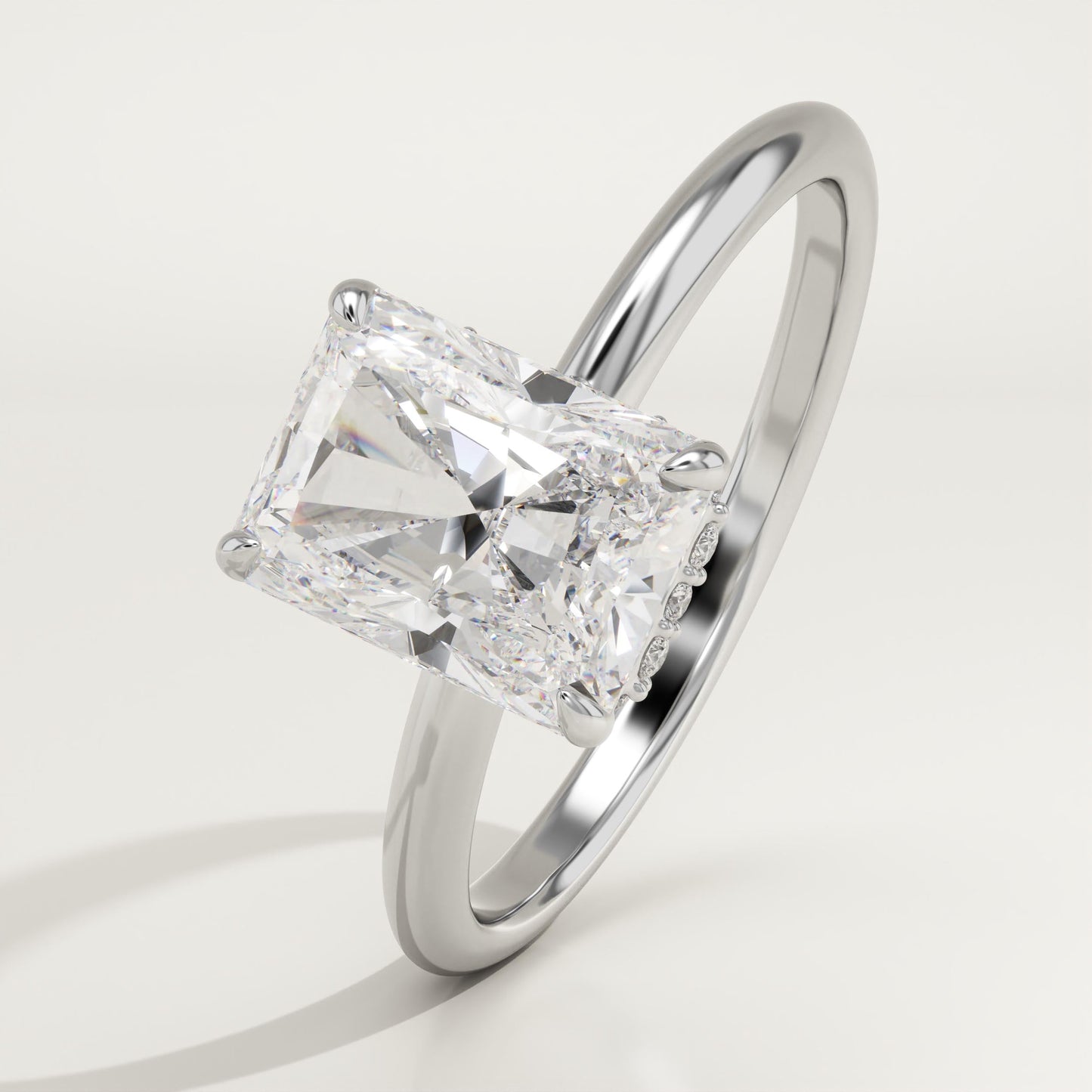 2 CT Radiant Cut Hidden Halo Moissanite Engagement Ring