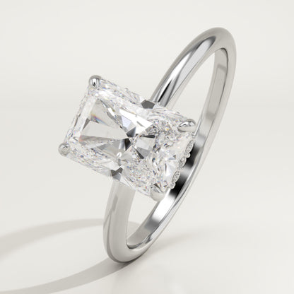 2 CT Radiant Cut Hidden Halo Moissanite Engagement Ring