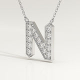 0.31 TCW Round Lab-Grown Diamond N Initial Necklace