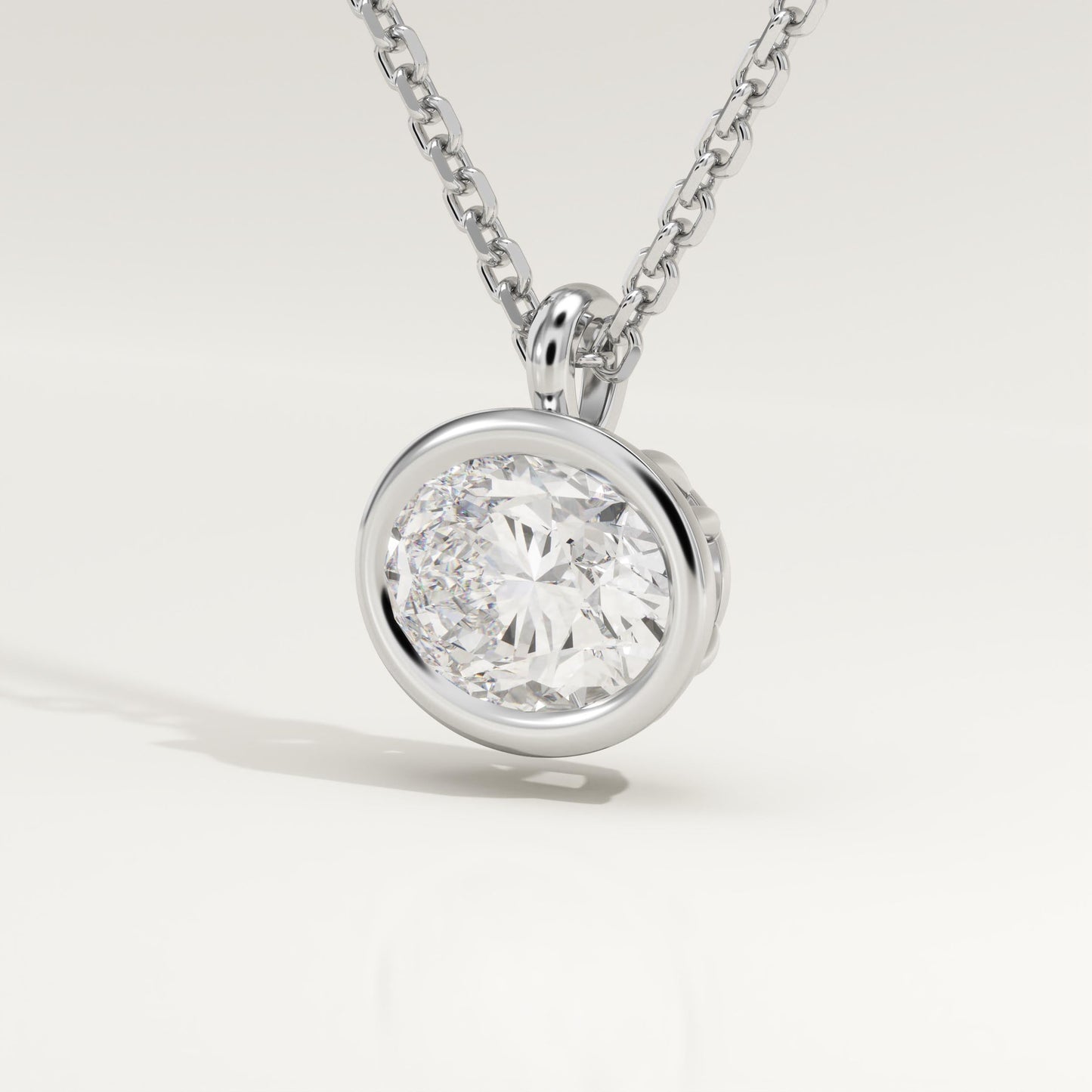 2 CT East West Oval Lab-Grown Diamond Solitaire & Bezel Necklace