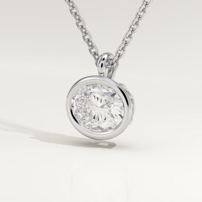 2 CT East West Oval Lab-Grown Diamond Solitaire & Bezel Necklace