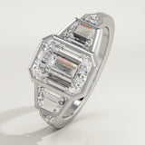 2.0 CT Emerald Cut Cluster Bezel Lab-Grown Diamond Engagement Ring