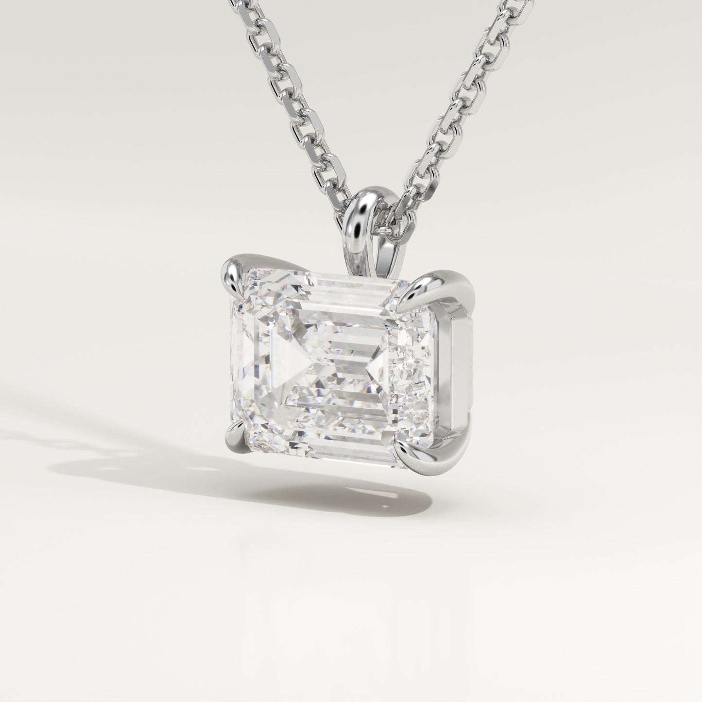 2 CT East West Emerald Lab-Grown Diamond Solitaire Necklace