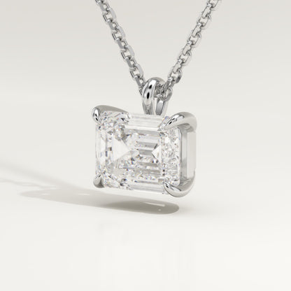 2 CT East West Emerald Lab-Grown Diamond Solitaire Necklace
