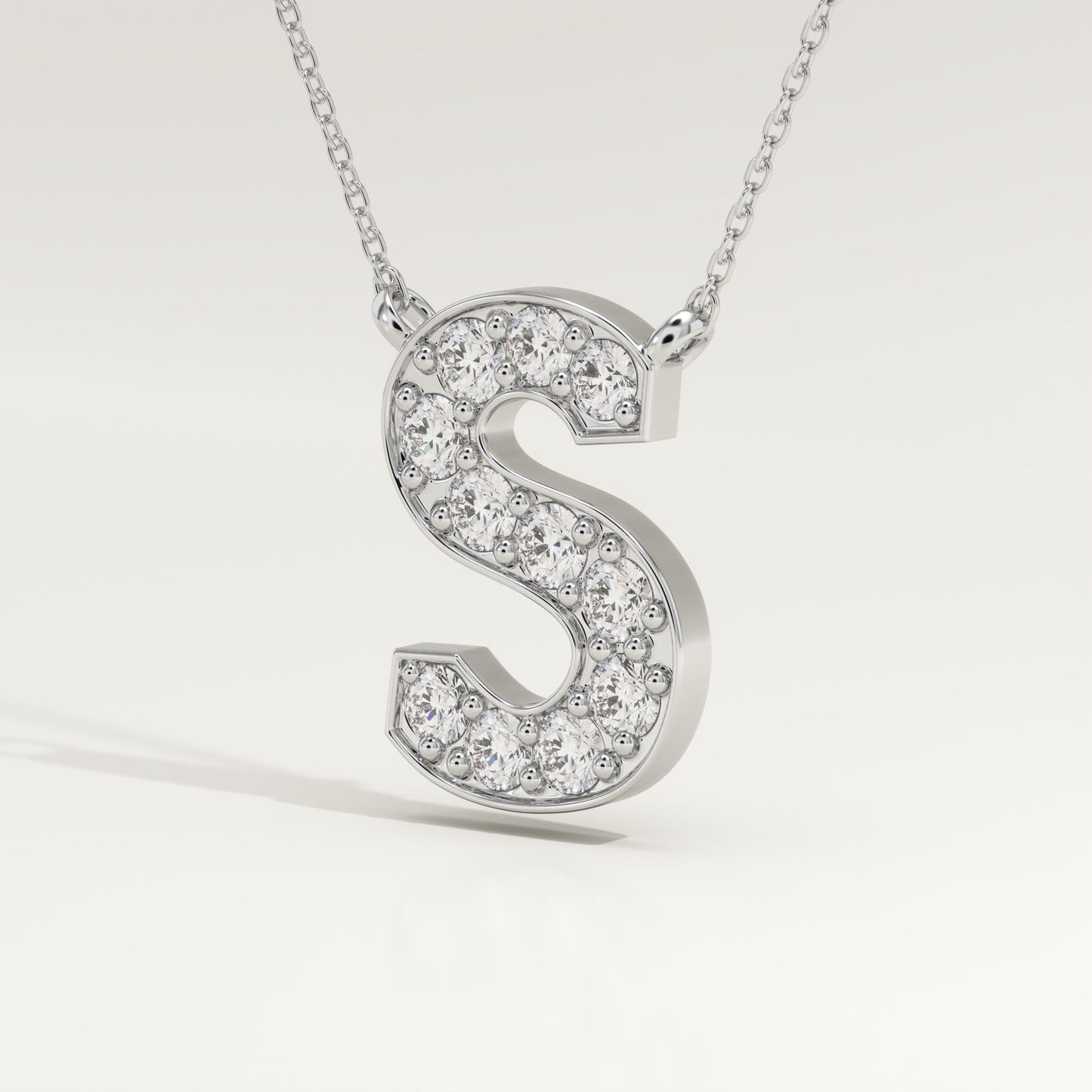 0.77 TCW Round Lab-Grown Diamond S Initial Necklace