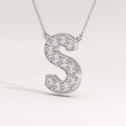 0.77 TCW Round Lab-Grown Diamond S Initial Necklace