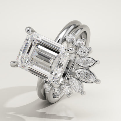 Emerald Cut Cluster Lab-Grown Diamond Bridal Set