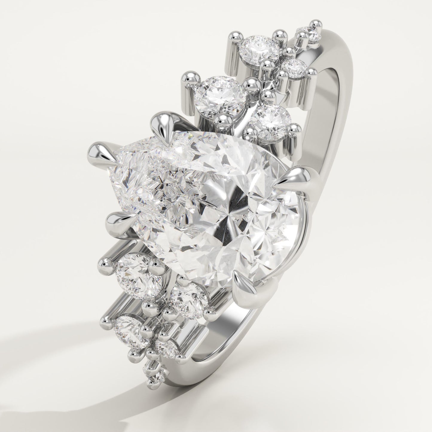 Pear Cut Cluster Lab-Grown Diamond Engagement Ring