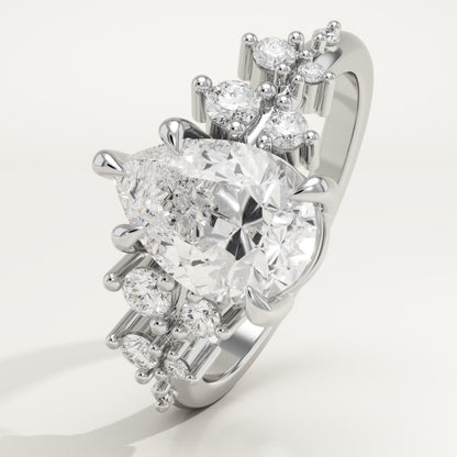 Pear Cut Cluster Lab-Grown Diamond Engagement Ring