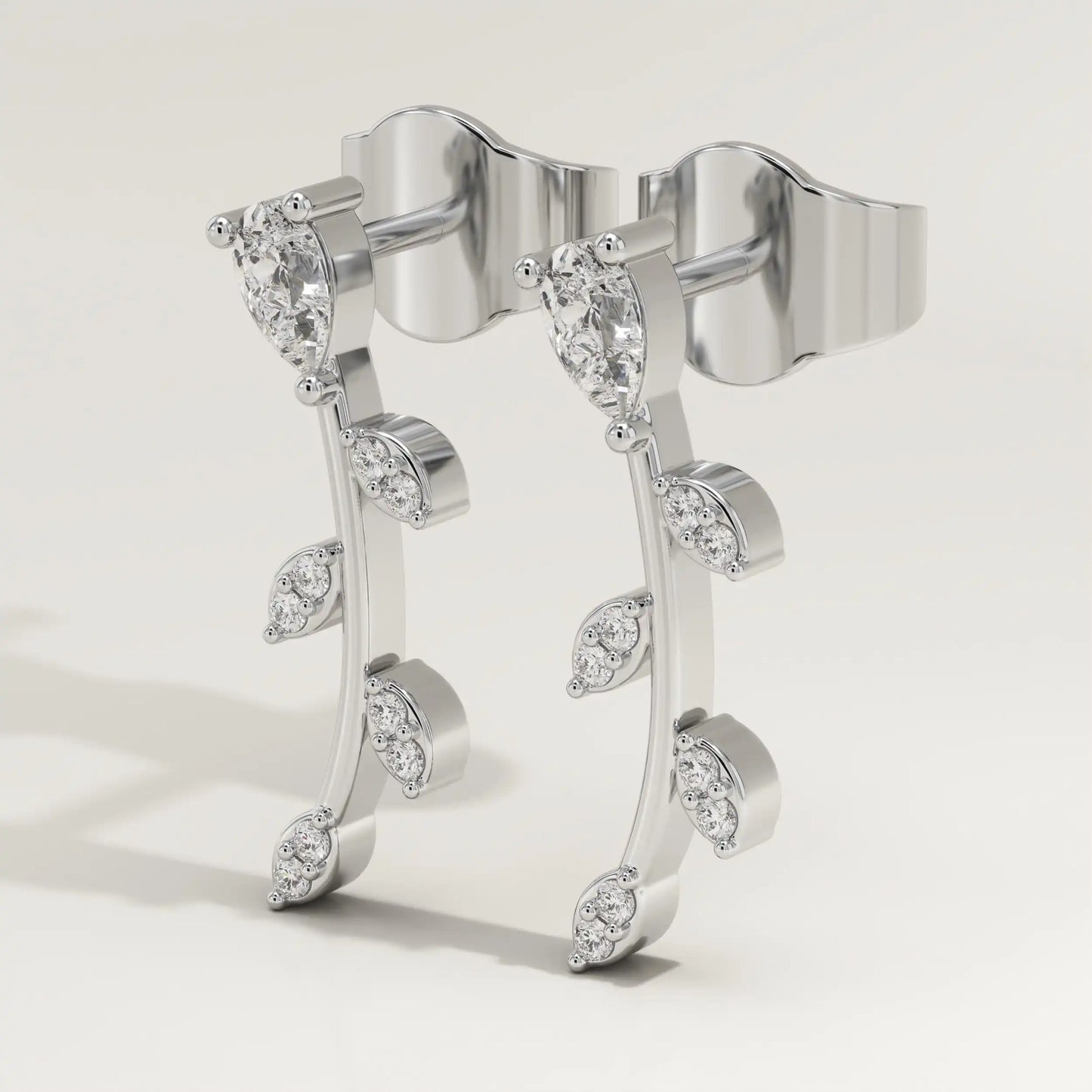 0.66 TCW Pear & Round Lab-Grown Diamond Drop Earrings