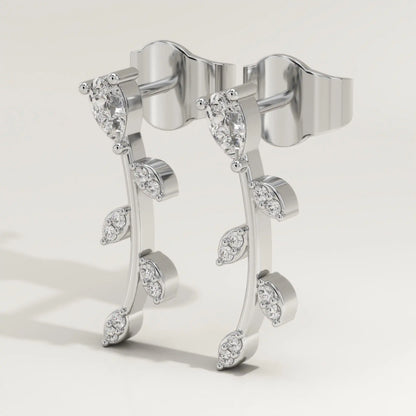 0.66 TCW Pear & Round Lab-Grown Diamond Drop Earrings