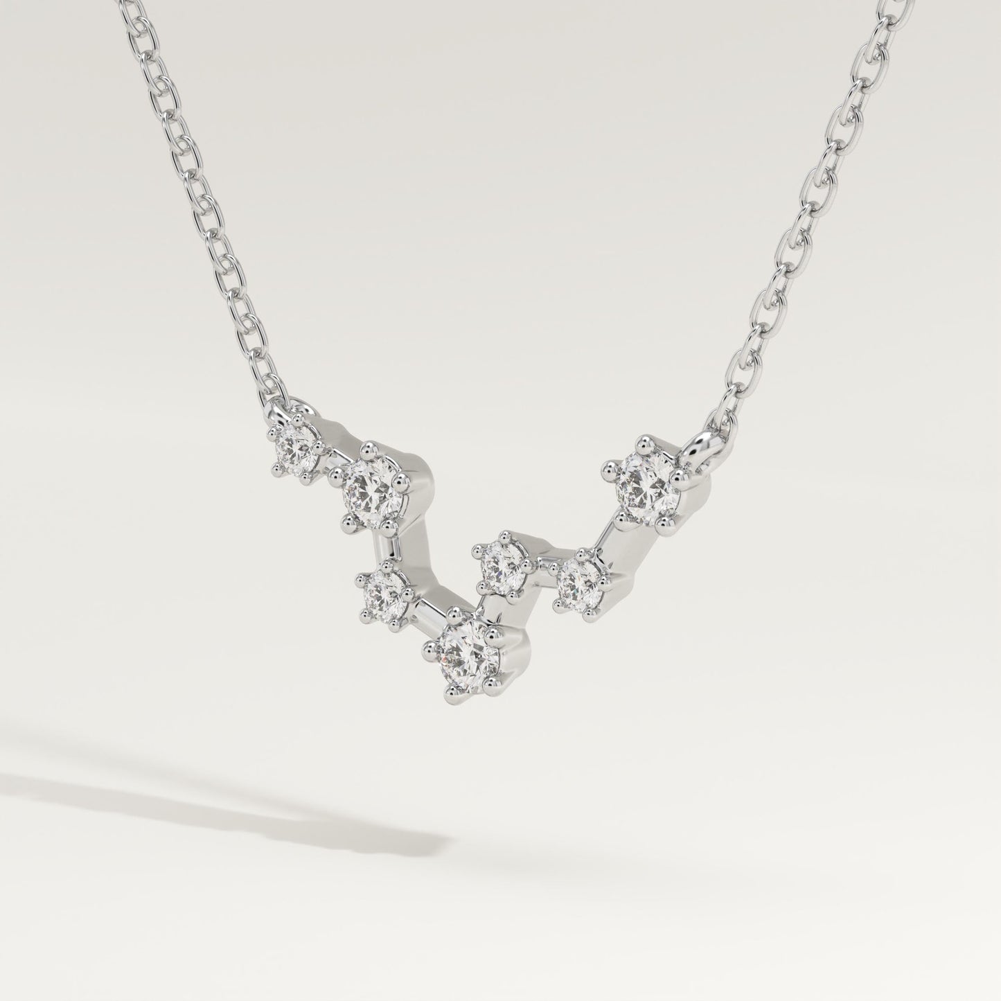 0.103 TCW Round Lab-Grown Diamond Pisces Constellation Necklace