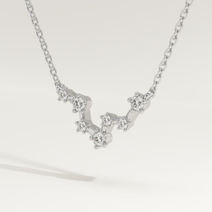 0.103 TCW Round Lab-Grown Diamond Pisces Constellation Necklace