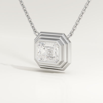 2 CT East West Emerald Lab-Grown Diamond Solitaire & Bezel Necklace