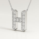 0.36 TCW Round Lab-Grown Diamond H Initial Necklace